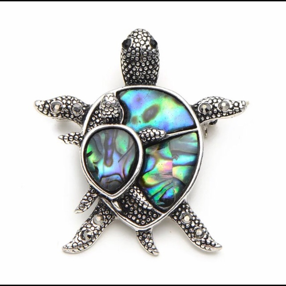 💙💎BEAUTIFUL SEA TURTLE BROOCH PIN NATURAL SHELL! - Picture 6 of 9